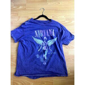 Nirvana In Utero Live ‘93 Tour T-Shirt Purple Band Tee Size L Vintage Style